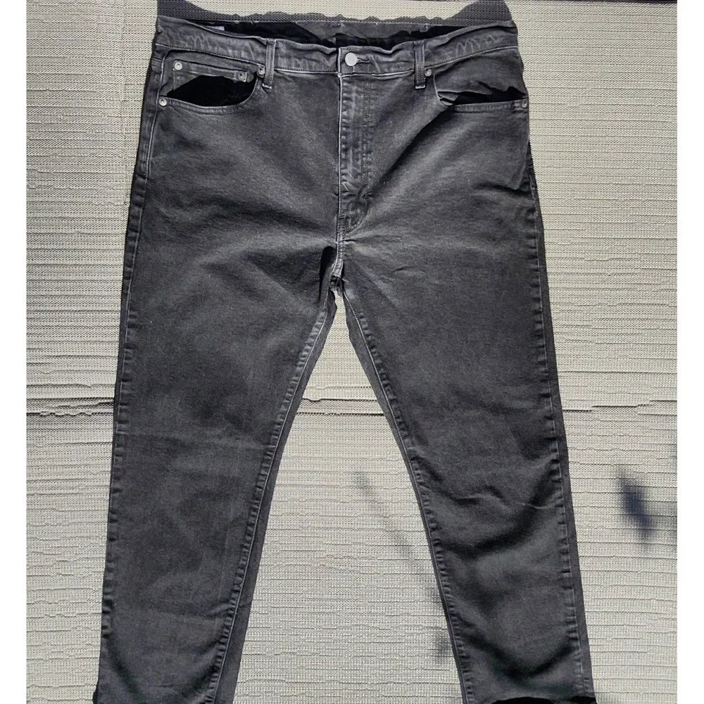 Levis 502 Premium Black Denim Jeans - Mens 40x32